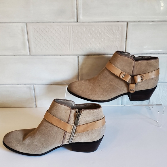 NWOT Sam Edelman 9 Phoenix Tan Leather Suede Harness Western Casual Ankle Bootie - Picture 2 of 7